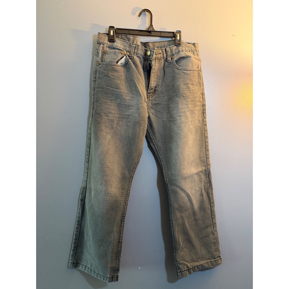 Indigo 30 Mens Straight Leg Denim Jeans Gray Faded Wash Size 34x30